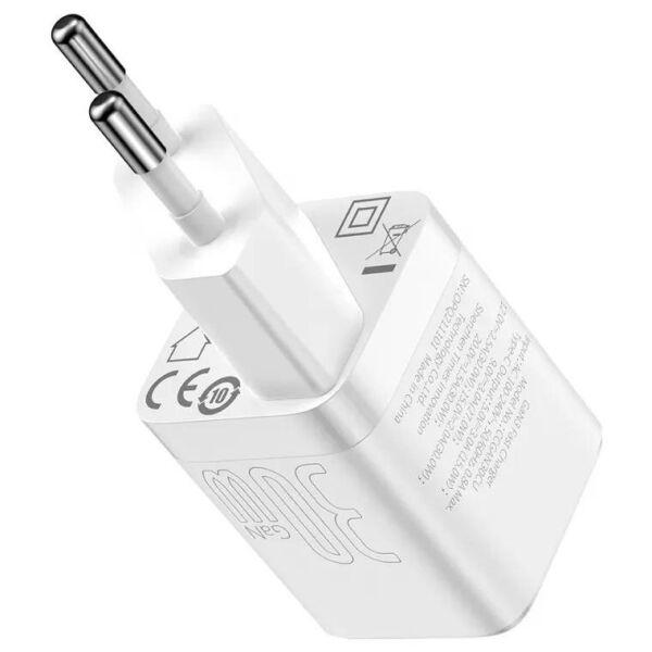 Устройство сетевое зарядное BASEUS GAN3 Fast Charger 1C EU CCGN010102 30W White - фото 2