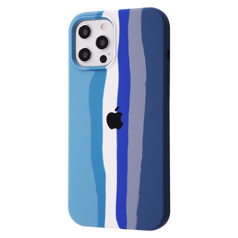 Чехол с мягкой подкладкой PRC Rainbow Silicone Case iPhone 12 Pro Max blue/dark blue Голубой Синий