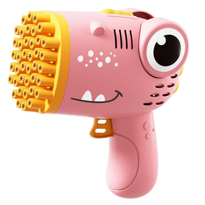 Дитячий іграшковий пістолет для мильних бульбашок Dinosaur Bubble Gun з насадкою на 40 отворів 50 мл Pink (00000078666_2)