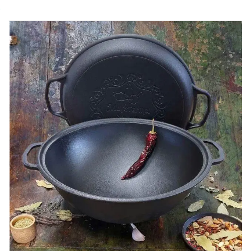 Казан узбецький Майстерня V15СР WOK чавунний з кришкою-сковородою 15 л (2211212646)