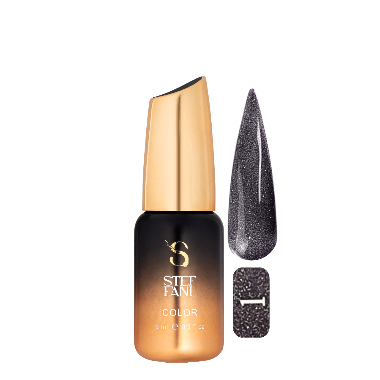 Гель-лак для нігтів із блискітками Steffani Color Gel Polish Starlight 9 мл 01 Темно-сірий із шиммером