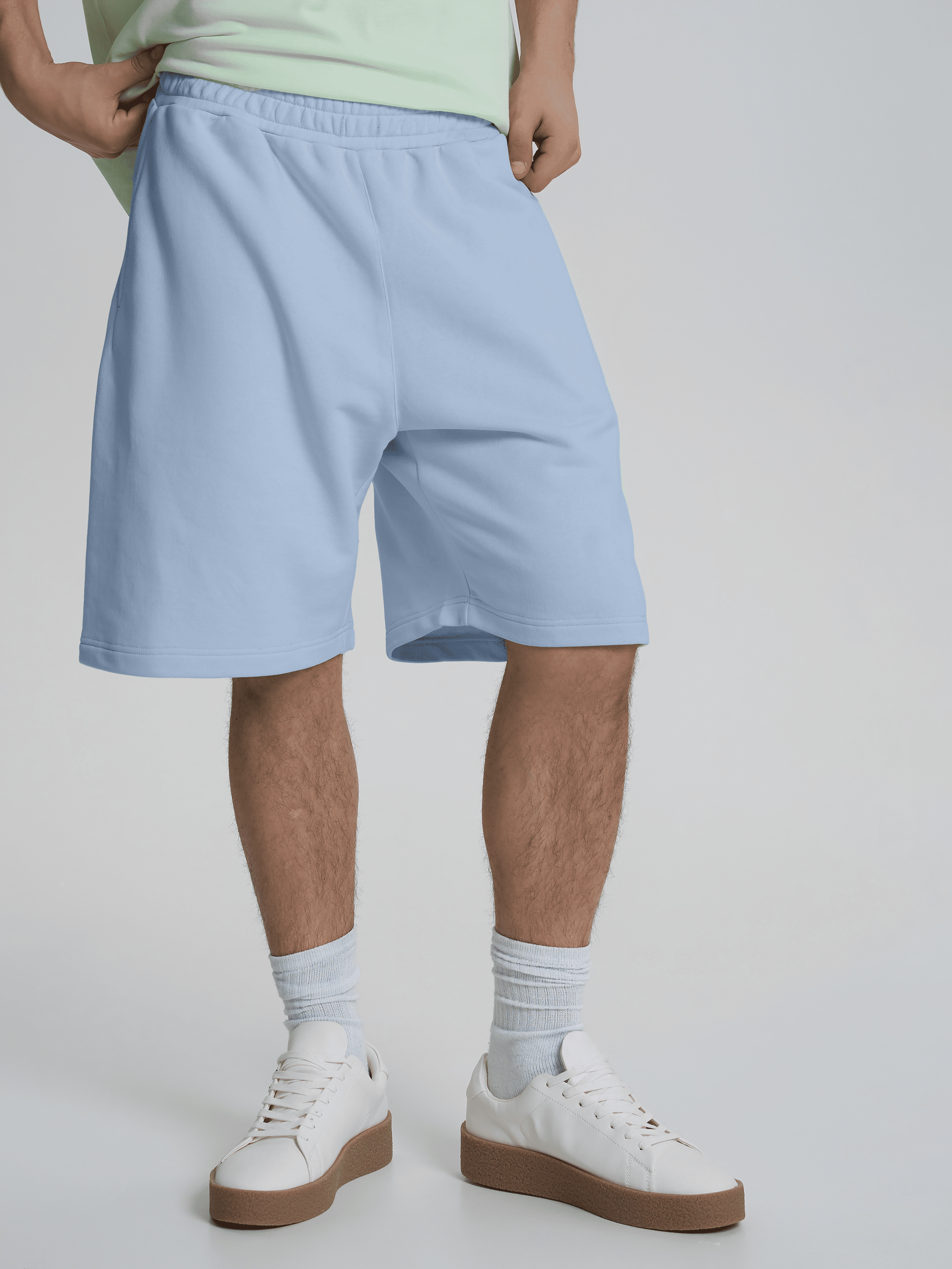 Шорты мужские плотные больших размеров ROZA 240626 3XL Серо-голубой (4824005726484)