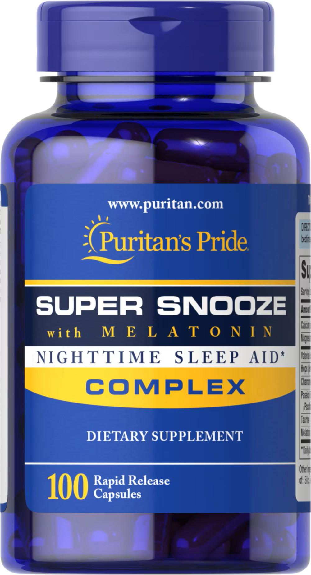 Формула для сна Puritan's Pride Super Snooze with Melatonin 100 капс.