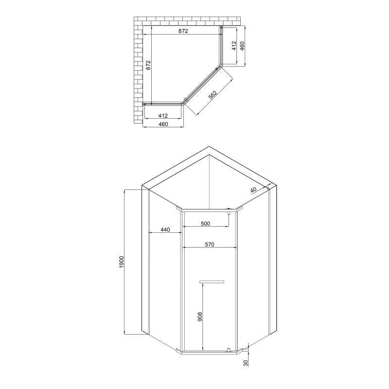 Душова кабіна Lidz Dozorca SC90x90.CRM.LOW.TR скло прозоре 6 мм без піддону - фото 2