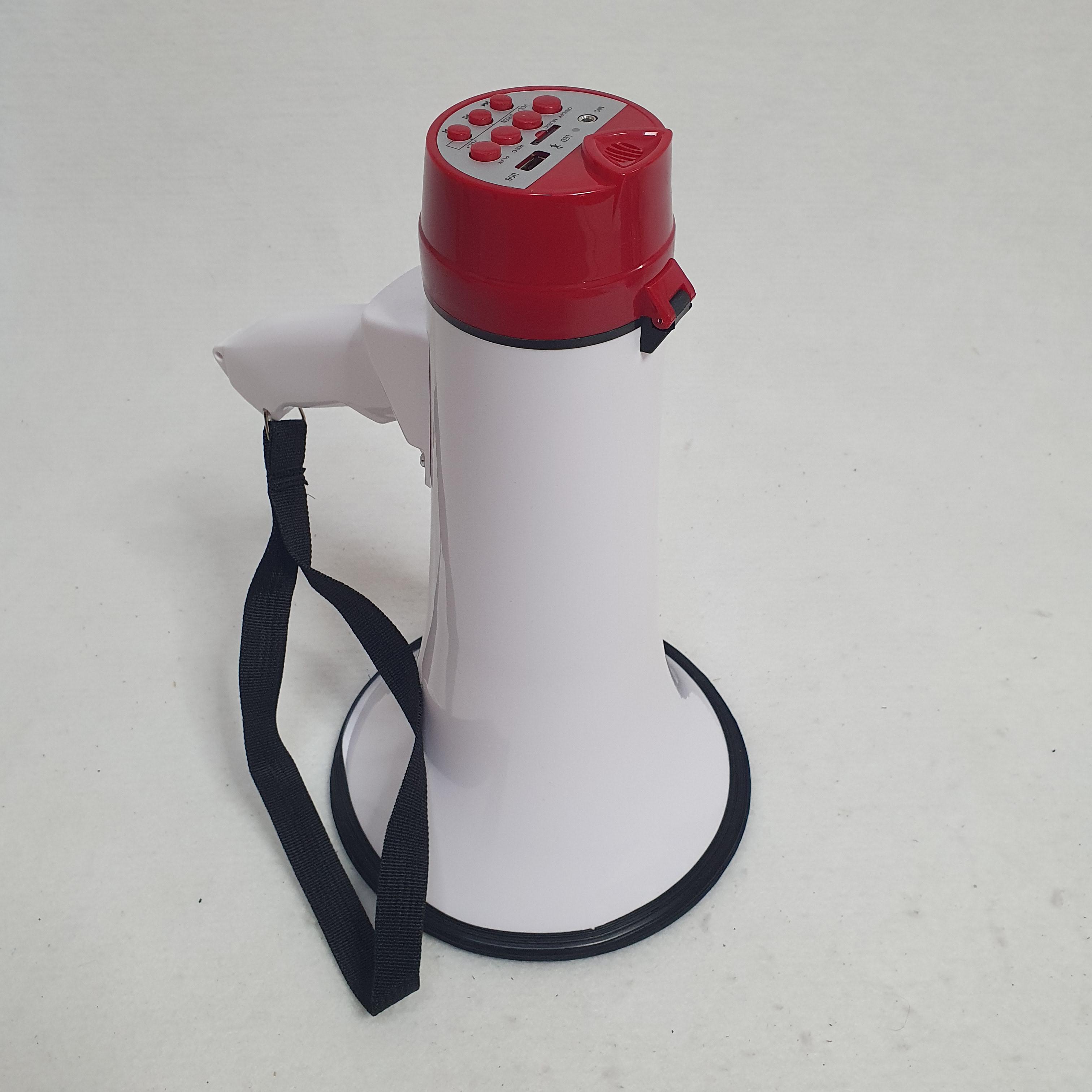 Громкоговоритель рупор на аккумуляторе 20 Вт слышимость до 400 м Белый (RGM-619L-BWhite) - фото 2