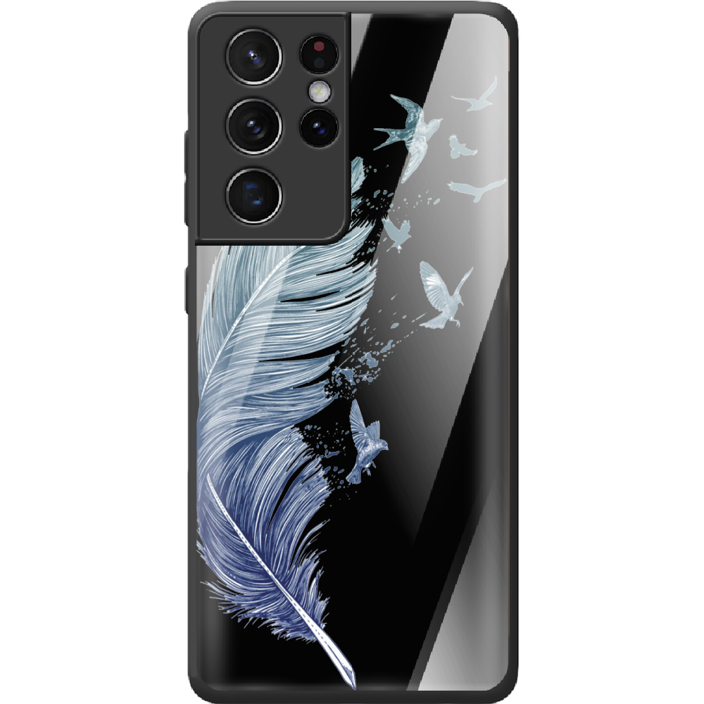 Чехол BoxFace Samsung G998 Galaxy S21 Ultra Feather Черный силикон со стеклом (41719-cc38-42231)