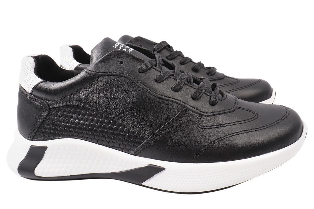 Кроссовки мужские Konors из кожи на низком ходу на шнуровке р. 40 Черный (539-21DTS)