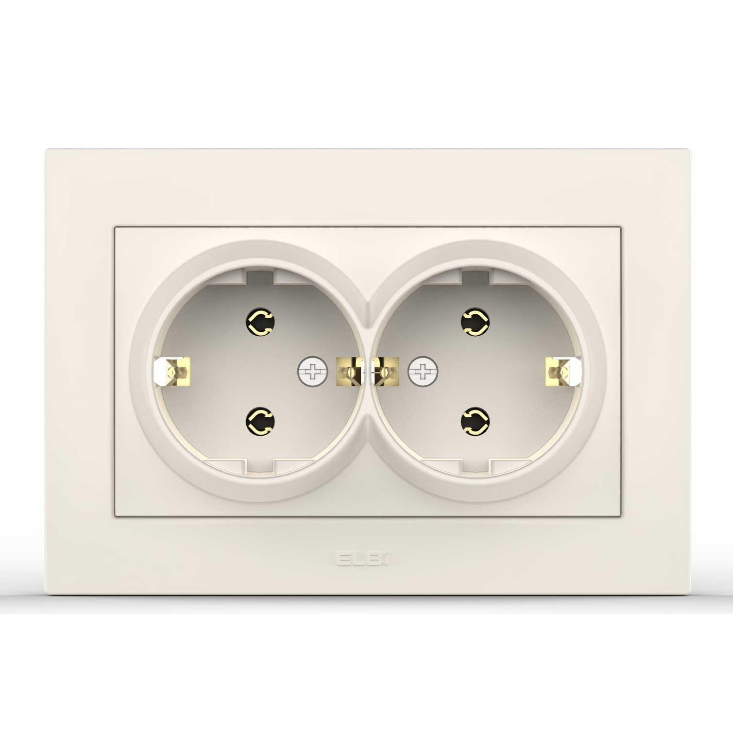 Розетка двойная из заземлениям EL-BI VEGA Белый (00000024609)