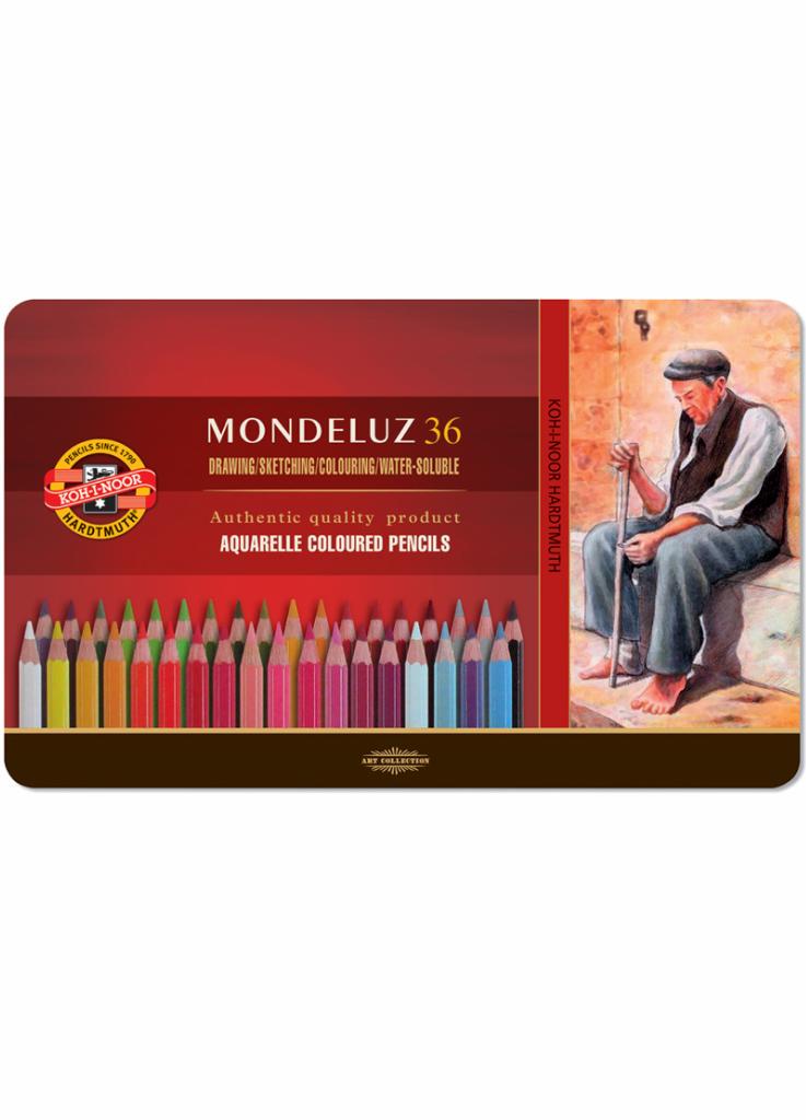 Карандаши цветные акварельные Koh-I-Noor 3725 MONDELUZ металическая коробка 36 шт. (8593539005001)
