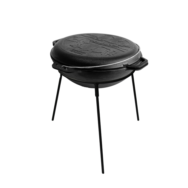 Котел с крышкой-сковородой чугунный 15 л и разборной триногой 32 см. (2597852324)