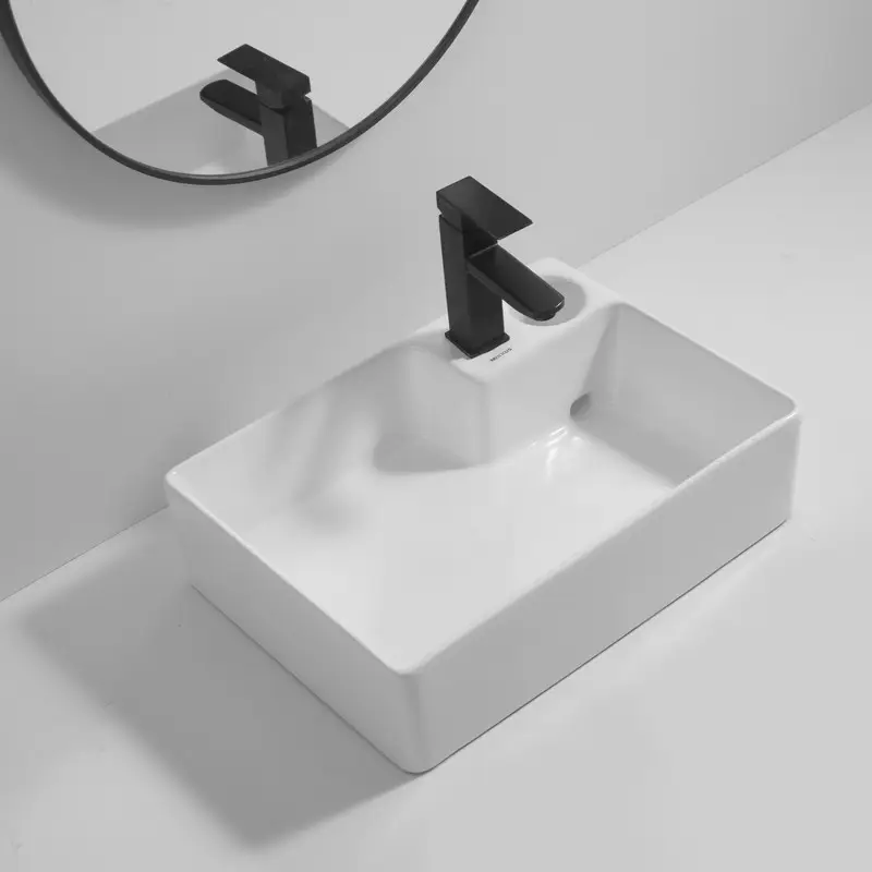 Раковина накладна MIXXUS Premium STYLE квадратна з донним клапаном та отвором під змішувач 520х375х140 мм (MP6511)