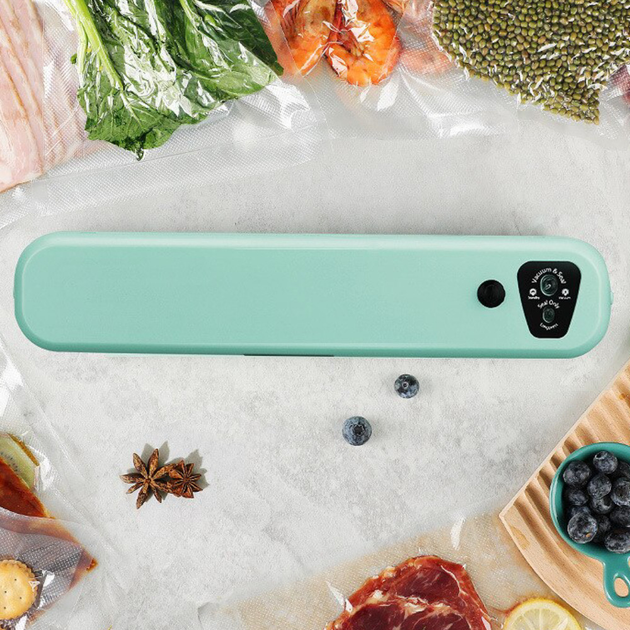 Пакувальник вакуумний для продуктів Vacuum Sealer кухонний Зелений - фото 2