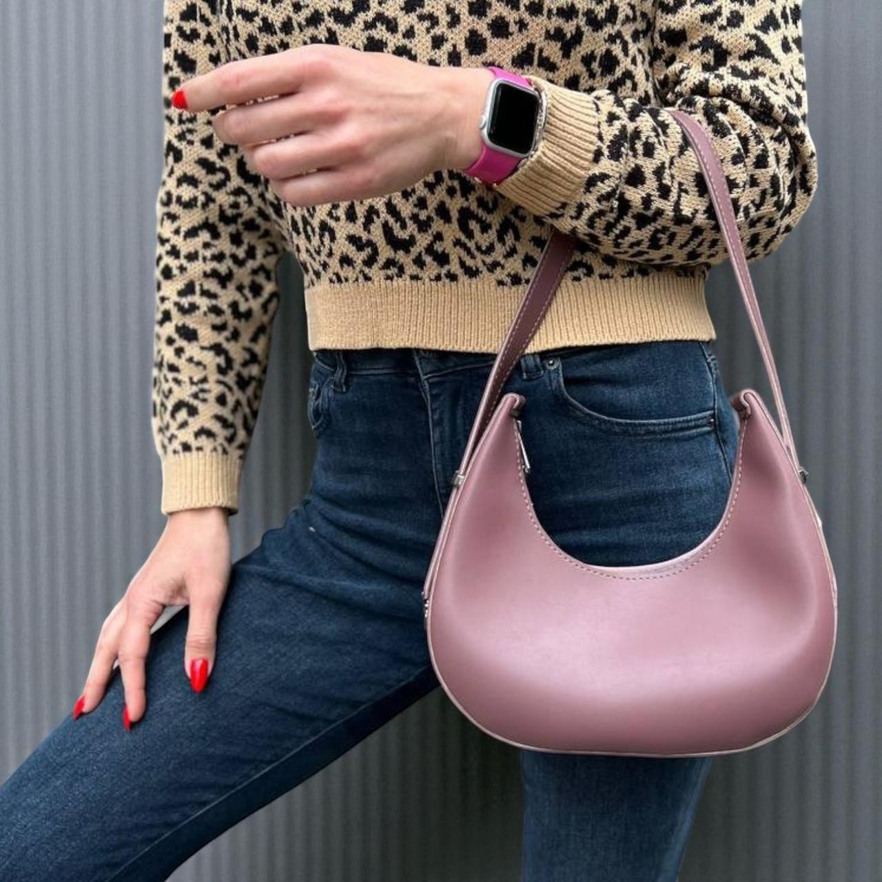 Сумка багет женская и кошелек из экокожи 2в1 Темно-пудровый (2614674745) - фото 8