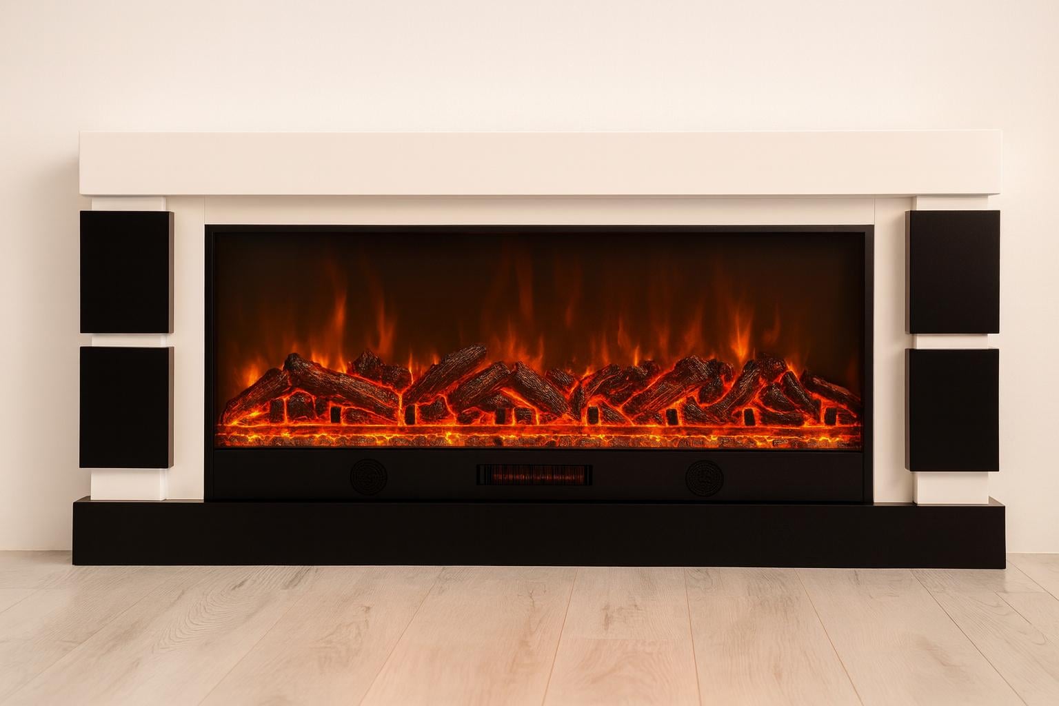 Камин электрический Logos Long 158 1500 Вт Bluetooth Black/White (10080143)