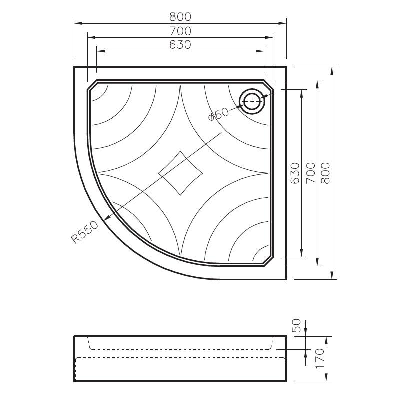 Душовий піддон акриловий Koller Pool Grace GRACE80R 80x80x17 см (92526) - фото 2