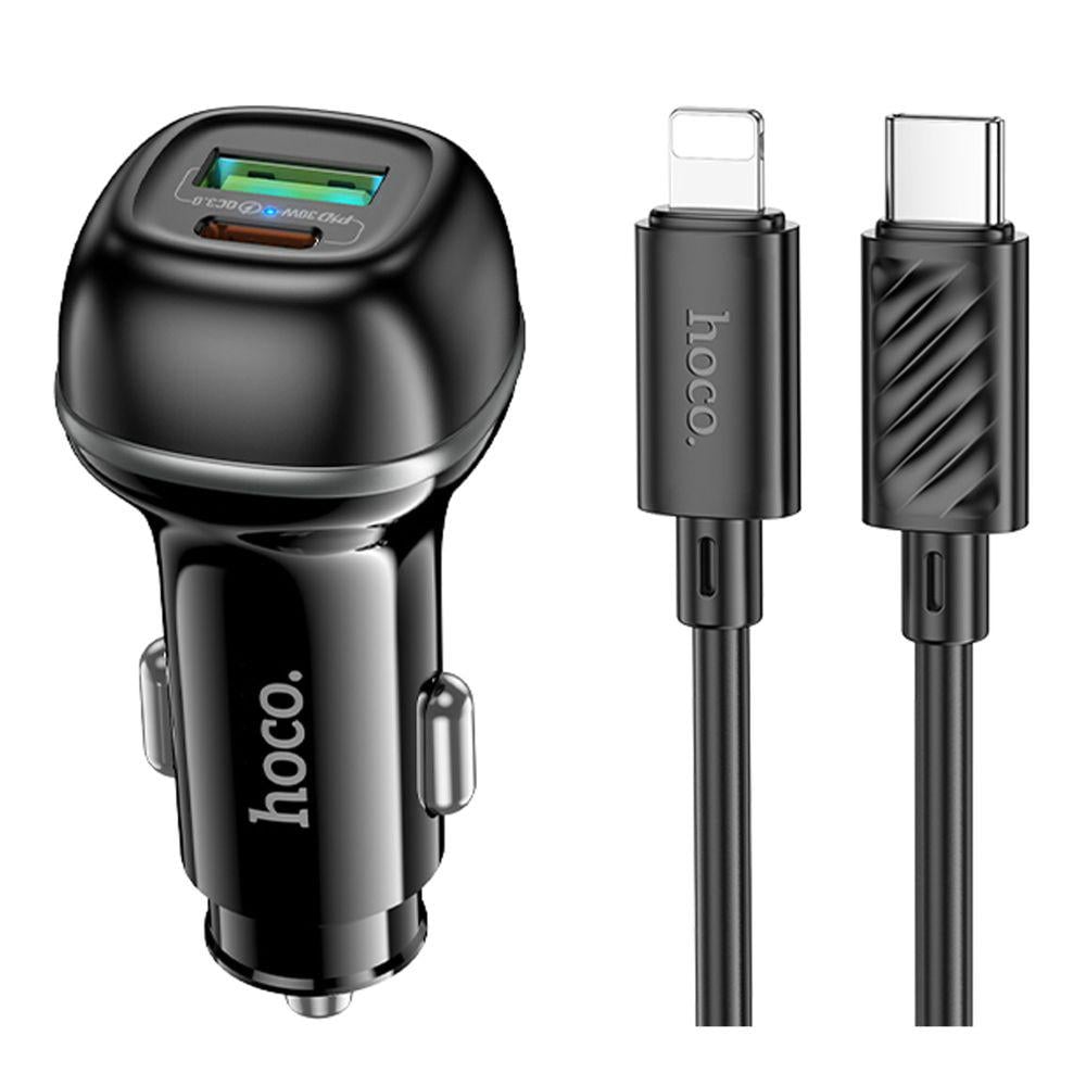 Зарядний пристрій автомобільний Hoco Z58A 1USB/1USB-C QC/PD48W+Type-C to to Lightning (29198603)