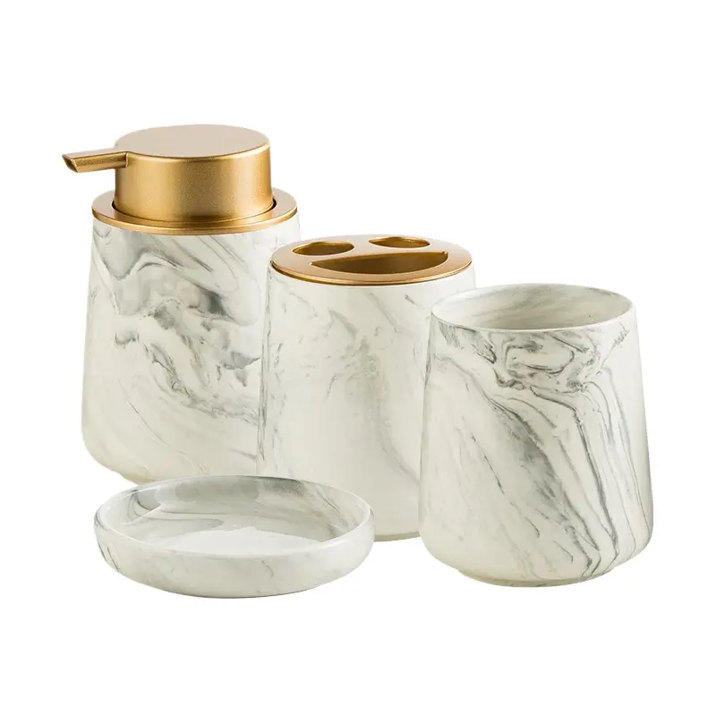 Набор аксессуаров из керамики для ванной комнаты мрамор Серый Набор аксессуаров из керамики для ванной комнаты мрамор Серый
