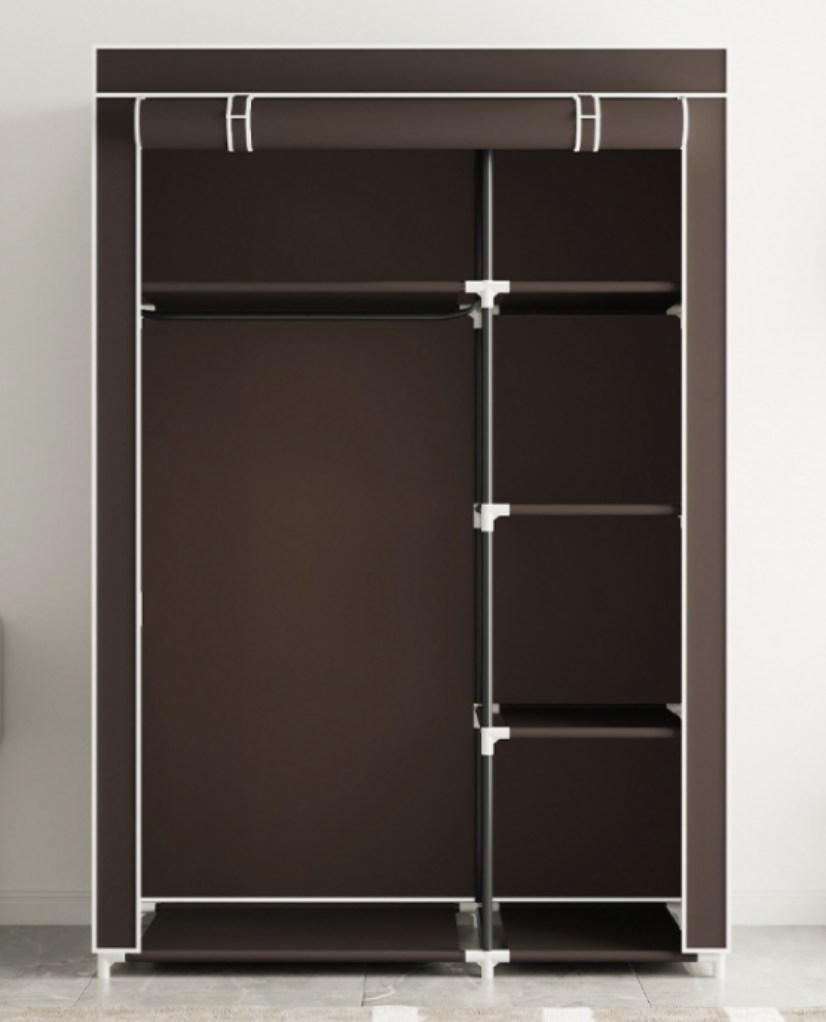 Тканевый шкаф для одежды и обуви на 2 секции Storage Wardrobe 88105 мобильный складной шкаф Коричневый - фото 2