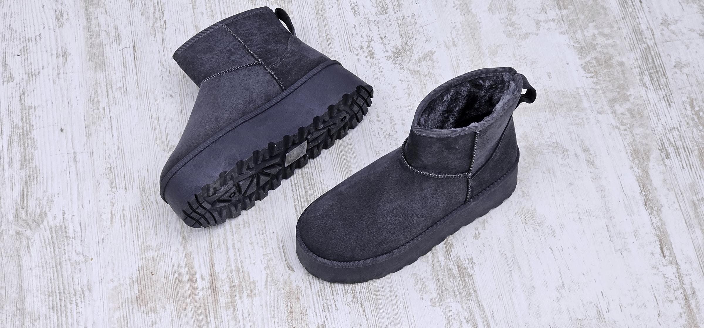 Уги зимові жіночі короткі на платформі р. 37 Темно-сірий (3329) - фото 2