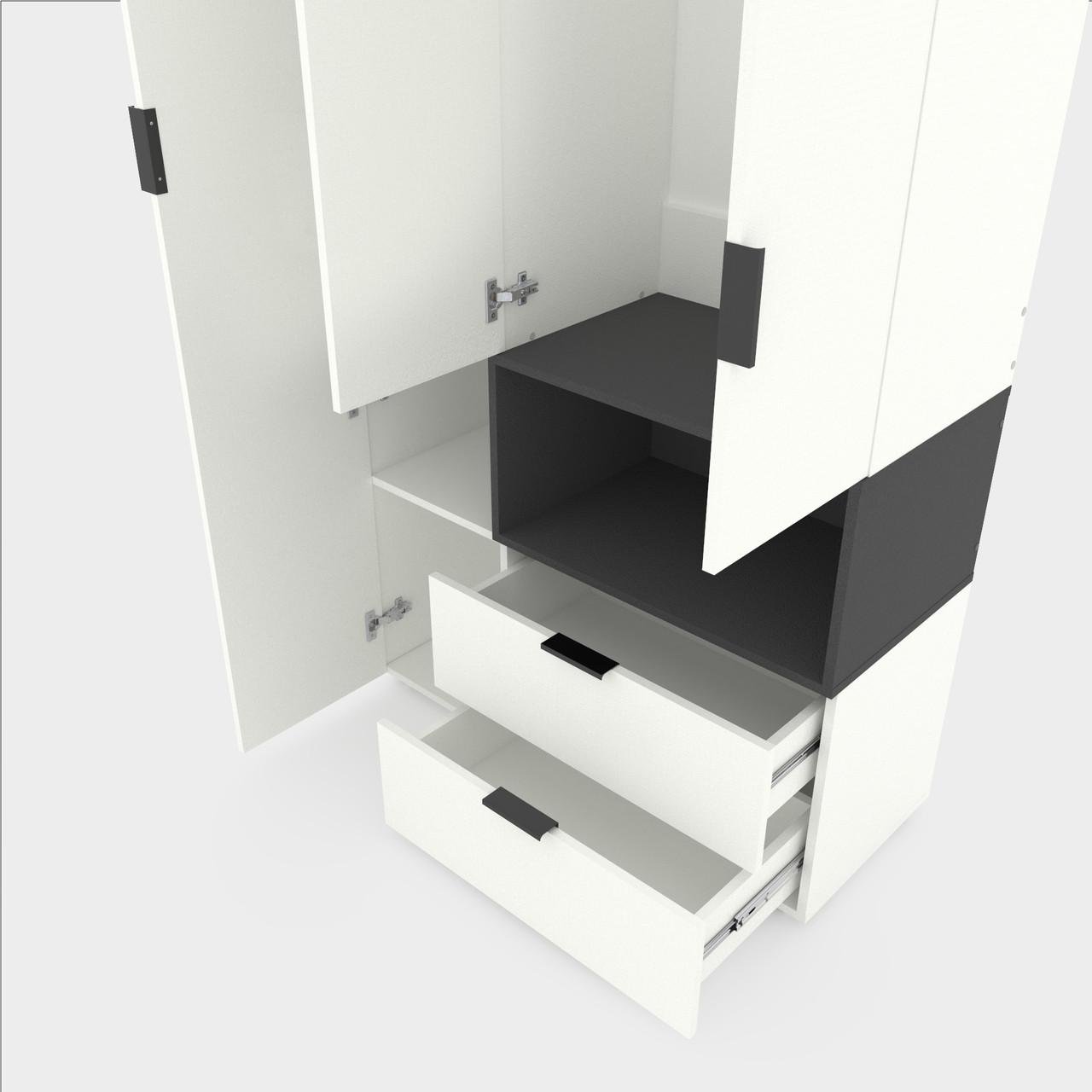 Шафа Metkas Home A002R ЛДСП 1000x420x2300 мм Білий Сніг/Антрацитовий - фото 3 Шафа Metkas Home A002R ЛДСП 1000x420x2300 мм Білий Сніг/Антрацитовий - фото 3