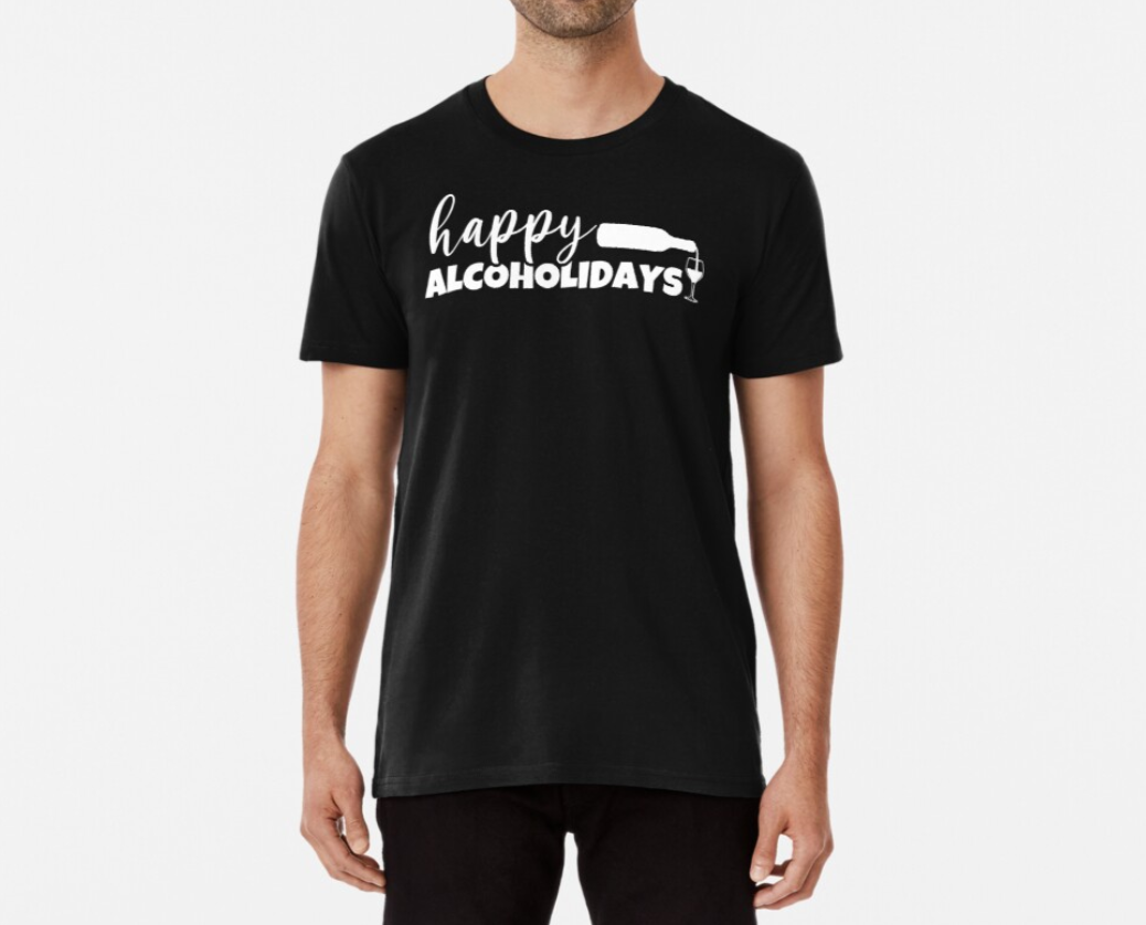 Футболка мужская новогодняя Stedman с принтом Happy alcoholidays Алкогольные праздники L Черный (НГ73-3)