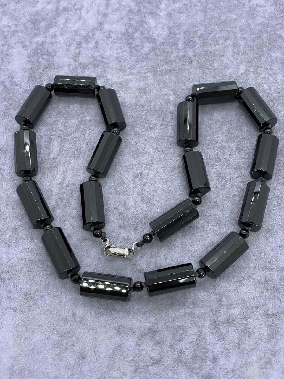 Намисто агат 45 см Чорний (1061)