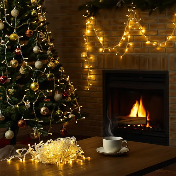 Гирлянда нить 160 LED 16 м прозрачный провод Желтый