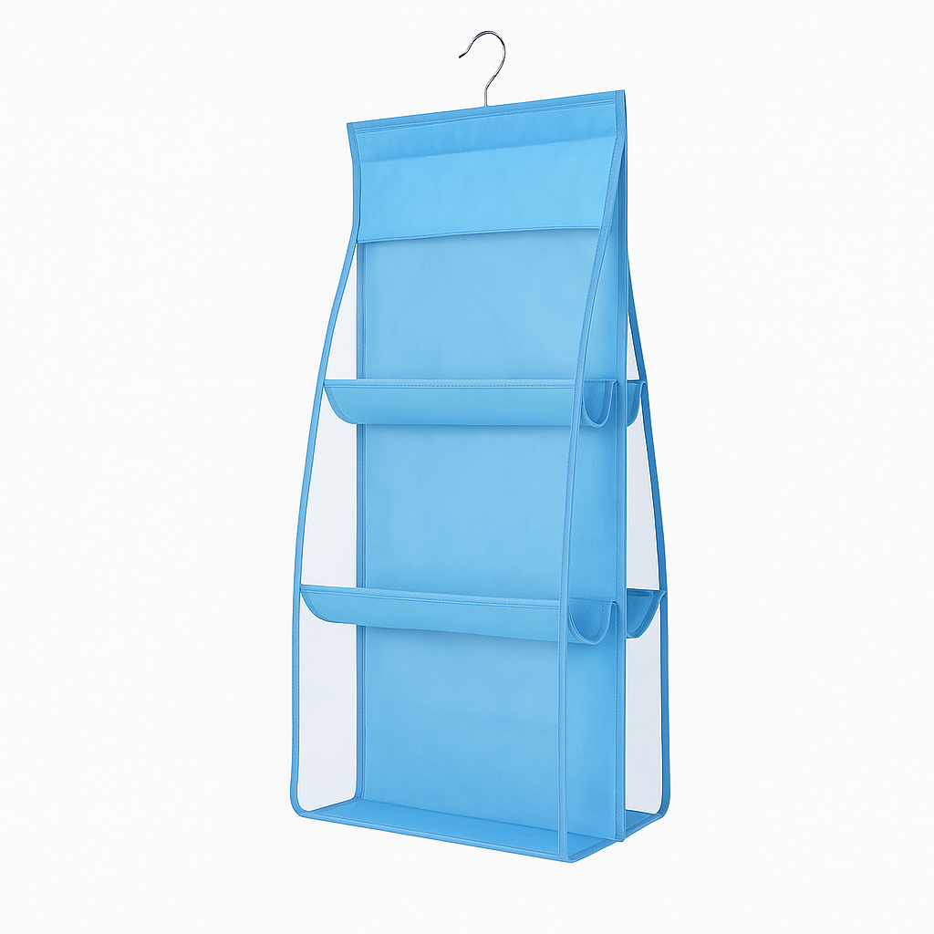Підвісний органайзер для зберігання сумок Stenson R30896 з прозорими кишенями 35x90 см (610050)