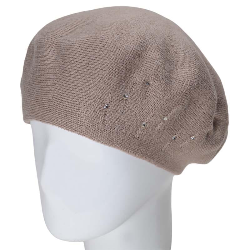 Берет жіночий Lirus Бісер подвійний тонкої в'язки Бежевий (119216)