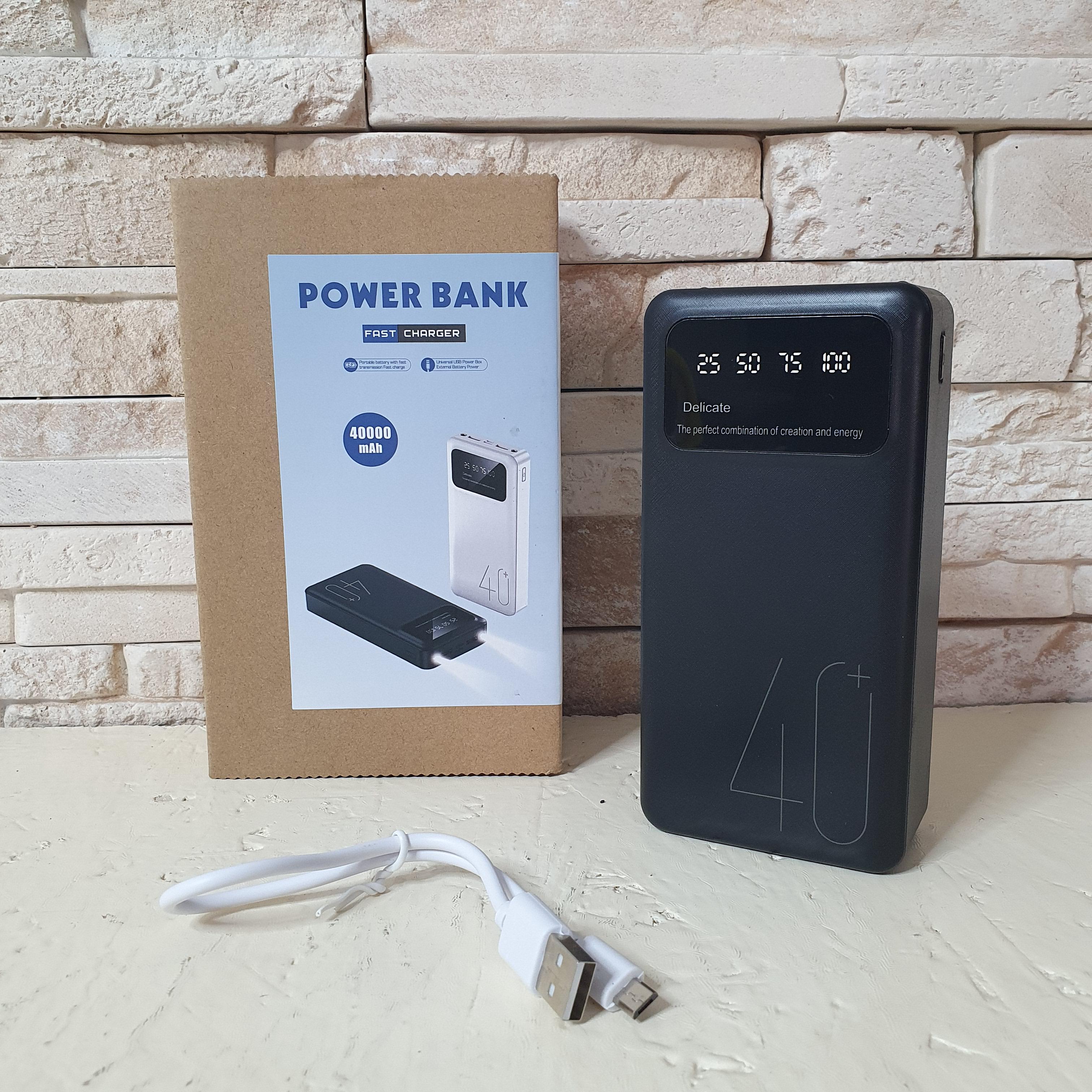 Аккумулятор внешний 40000 мАч Z-003-Black с быстрой зарядкой Power Bank с LED дисплем 2 USB -PBZB-40 - фото 2