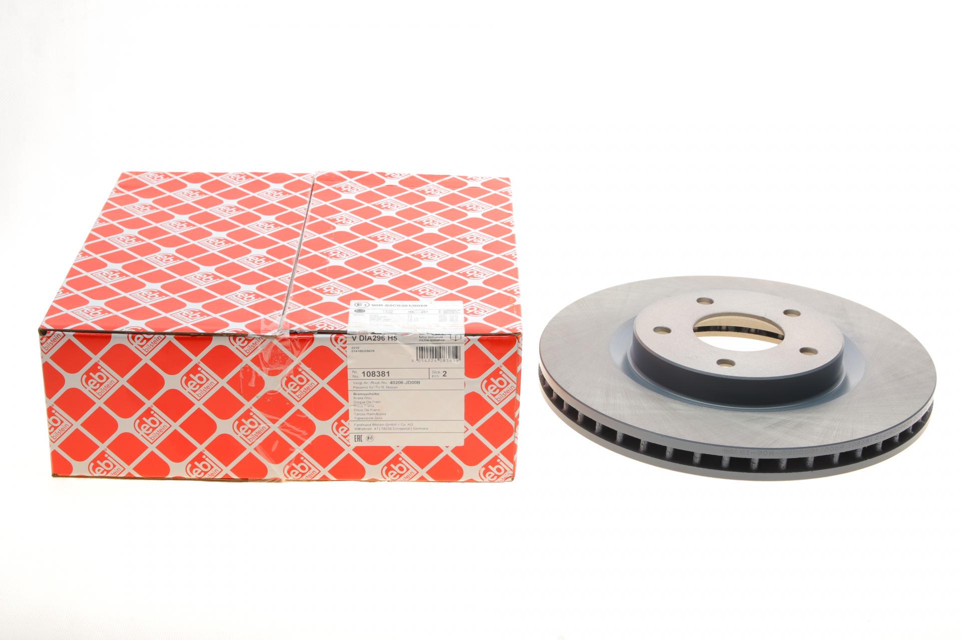 Диск тормозной передний FEBI BILSTEIN для Nissan X-Trail 2.0/2,5dCi 07-18/Qashqai 06-14 295x26,5 мм (108381)