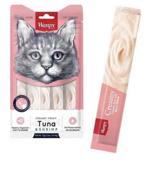 Лакомство для кошек Wanpy Creamy Lickable Treats Tuna & Shrimp 14 г х 5 шт. (RAC-50)