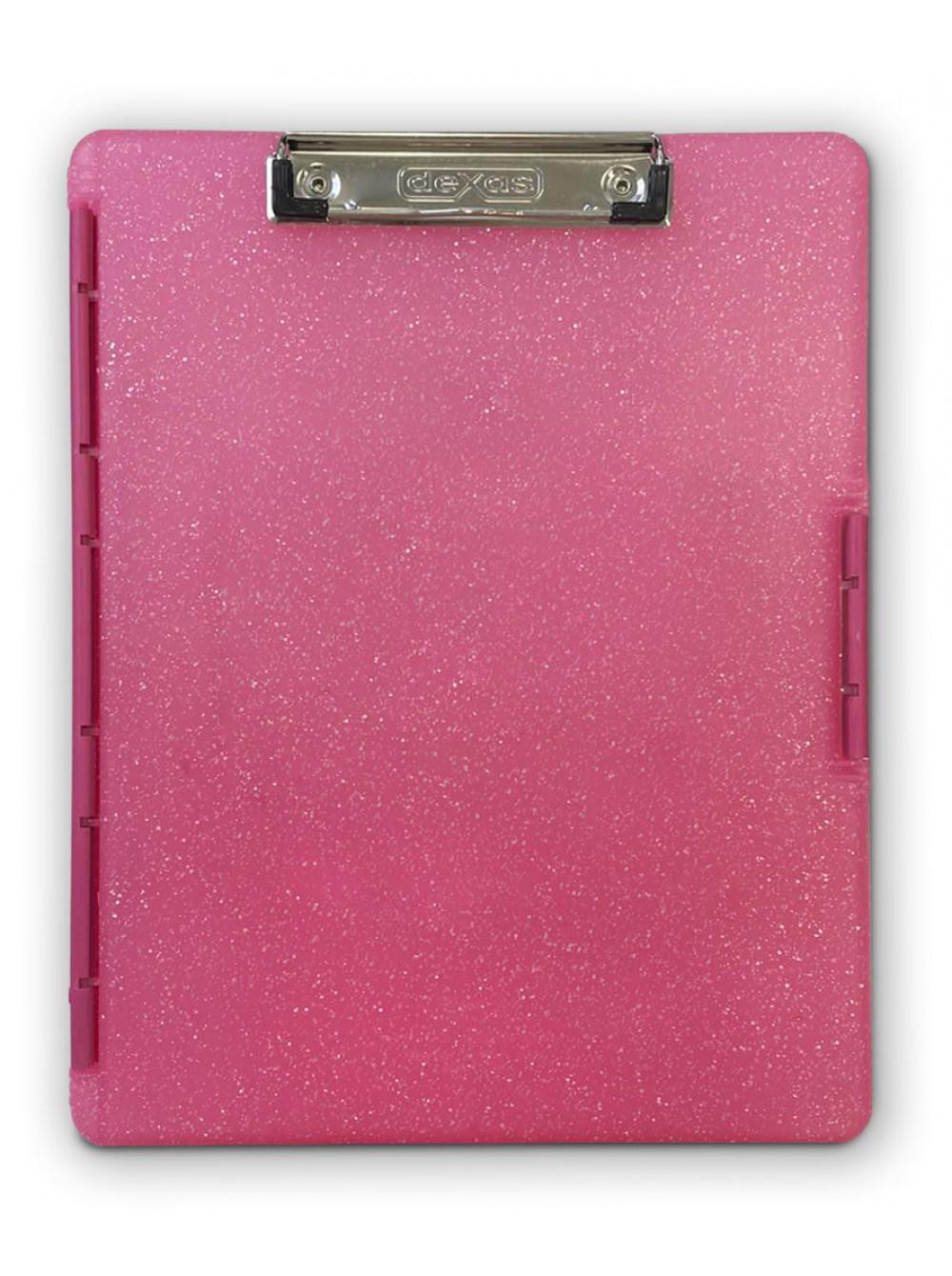 Папка-планшет Dexas Слимкейс-2 с клипсой А4 Розовый з блеском