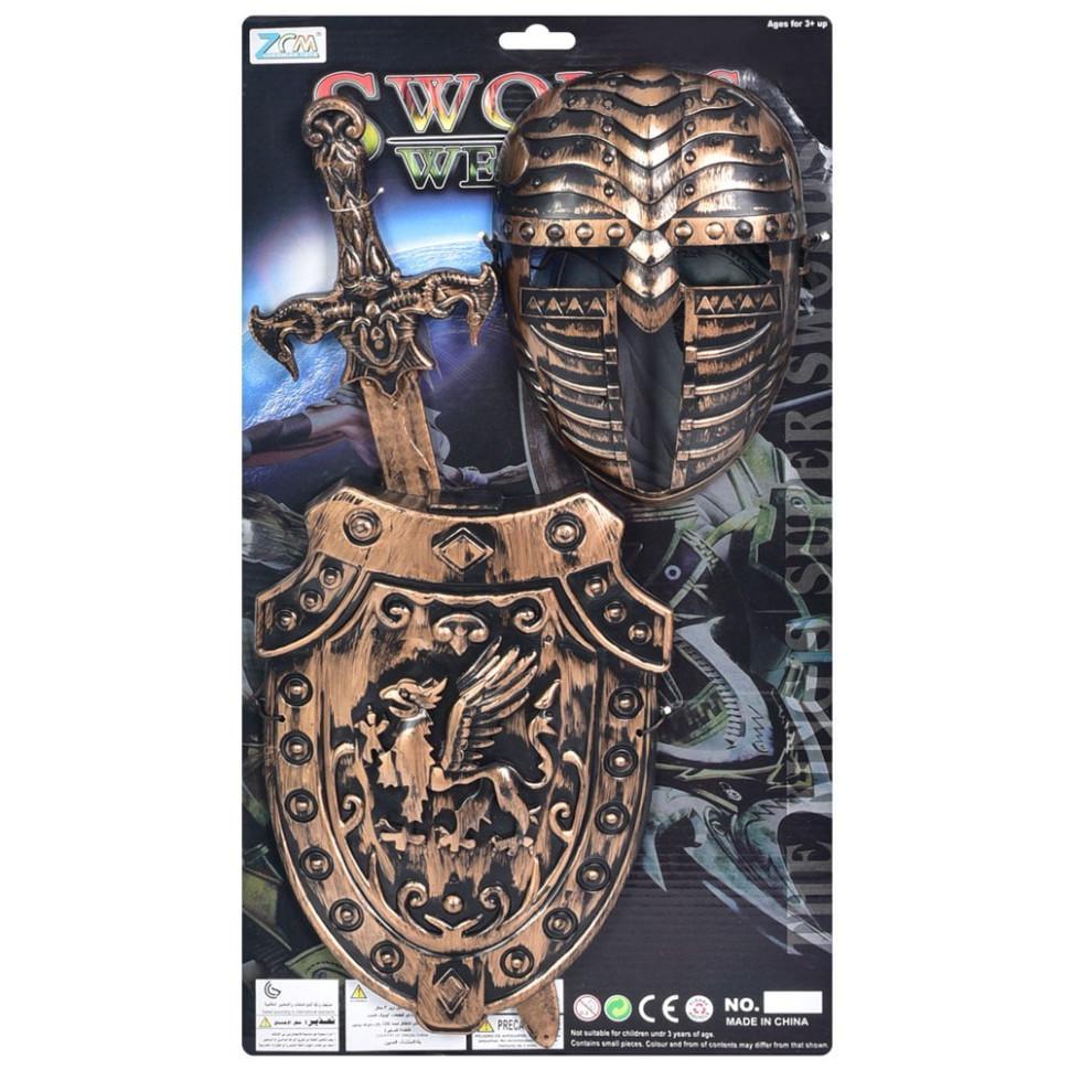Дитячий ігровий набір Лицарська амуніція 921-14BD щит/маска/меч 49 см Gold (26129261)