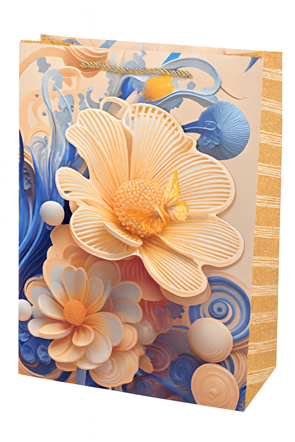 Подарочный пакет Flowers 3D R34729-S 18х24х8,5 см Желтый/Синий (31560438)