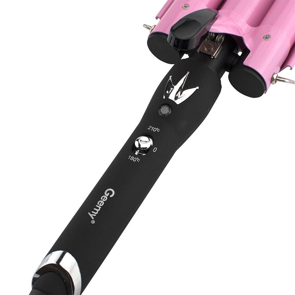 Потрійна плойка Geemy GM-1956 для волосся 25 мм Рожевий - фото 4