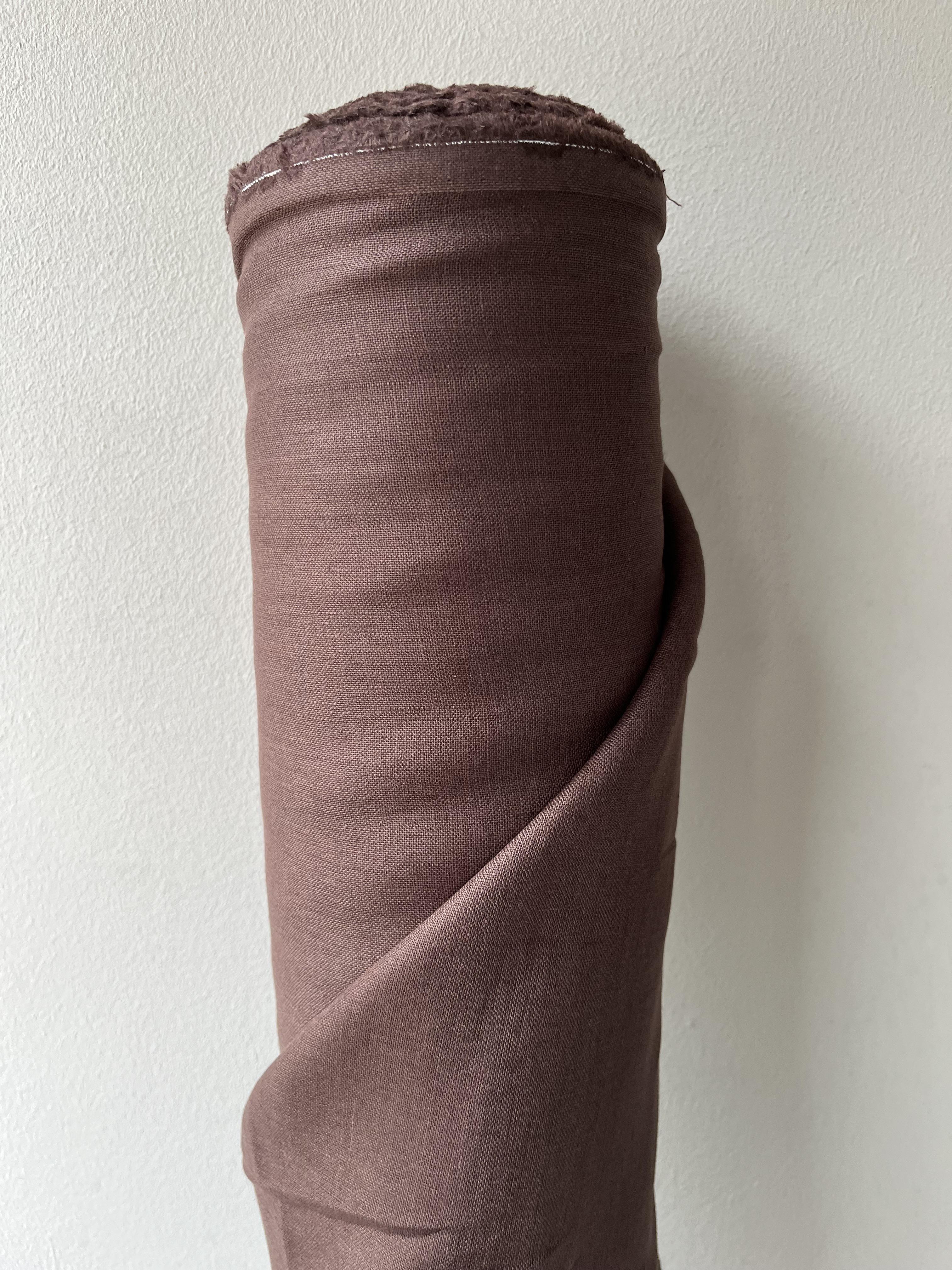 Ткань натуральная льняная Linen Plus 148 см цвет 1547 Шоколадный - фото 4