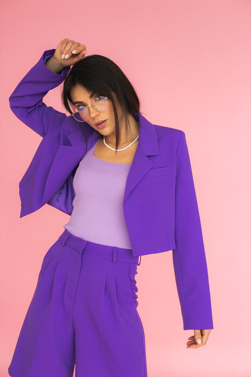 Жакет укороченного фасона QU STYLE XS/S Фиолетовый (9528588) Жакет укороченного фасона QU STYLE XS/S Фиолетовый (9528588)