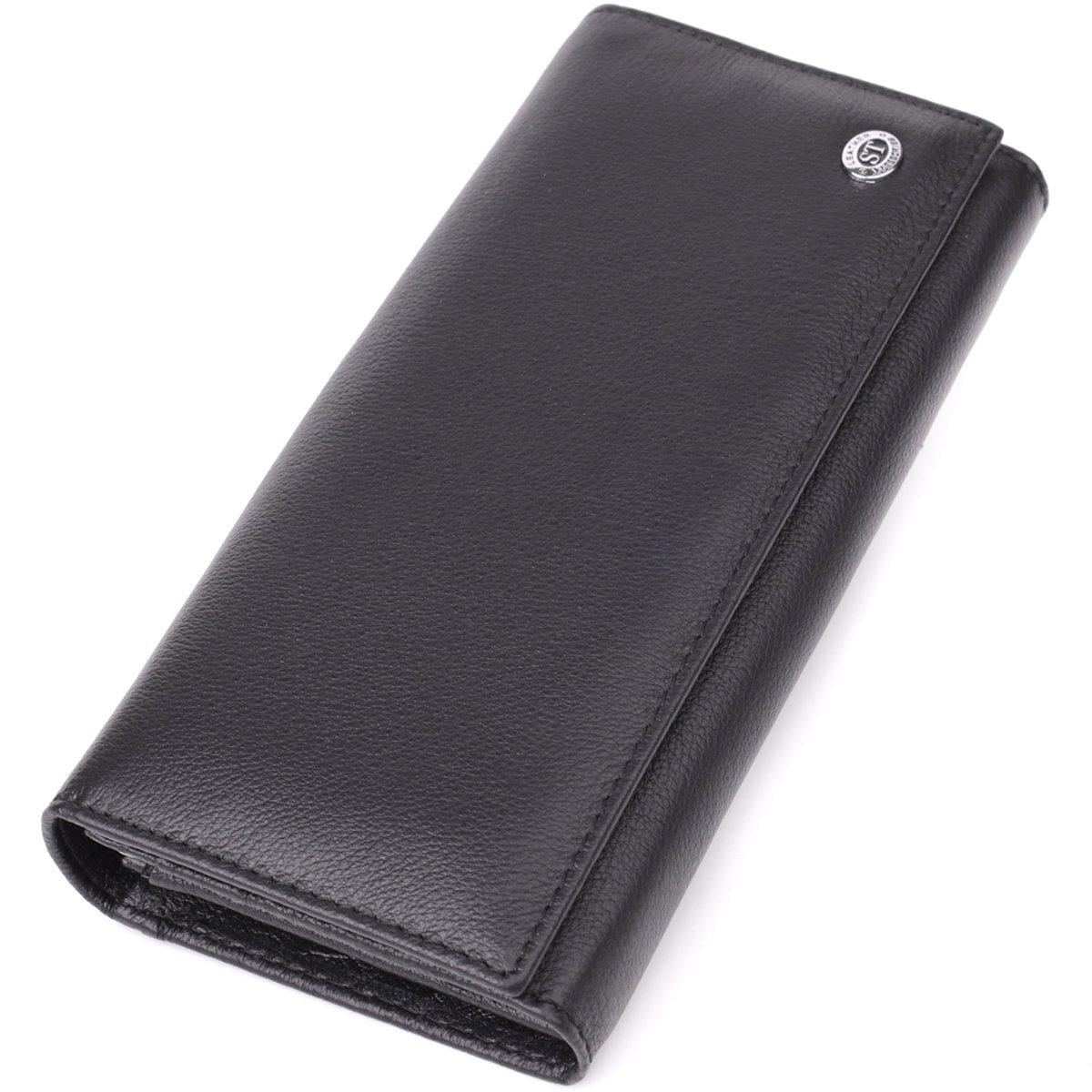 Кошелек женский ST Leather 23088 классический двусложный из натуральной кожи Черный (168-136-23088)