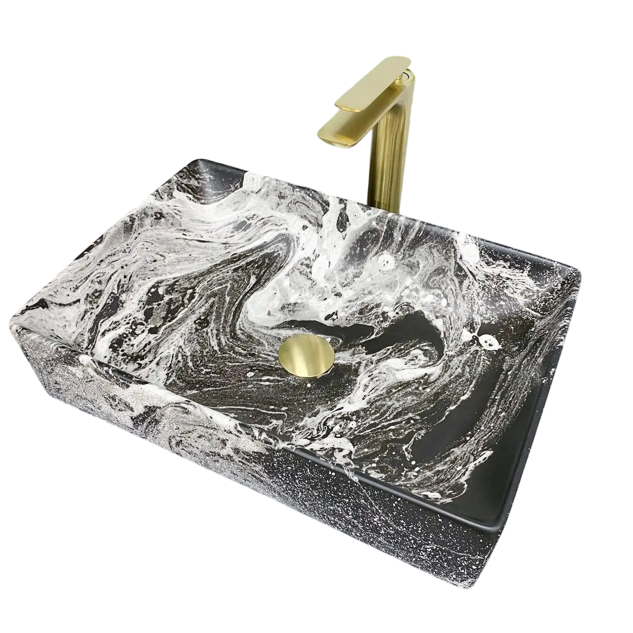 Раковина накладная VBI Latina Dark Marmo Matt 345x510 мм прямоугольная Черный матовый (RM-VBI-013103)