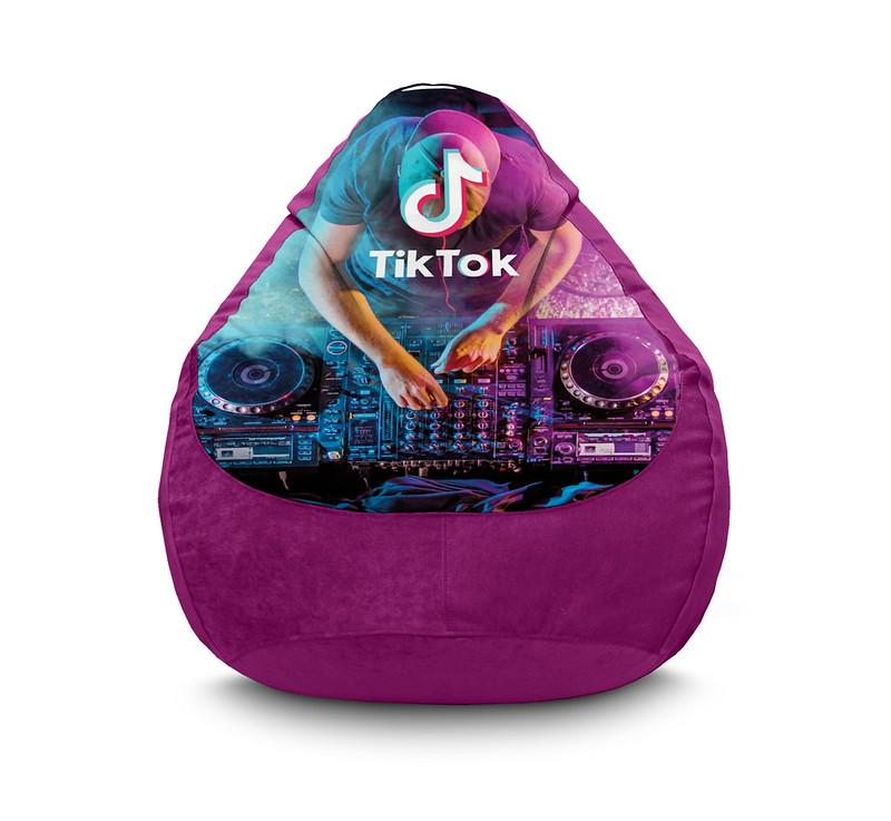 Кресло мешок iPuff Tik Tok DJ Флок XXXL 100х135 см Фиолетовый