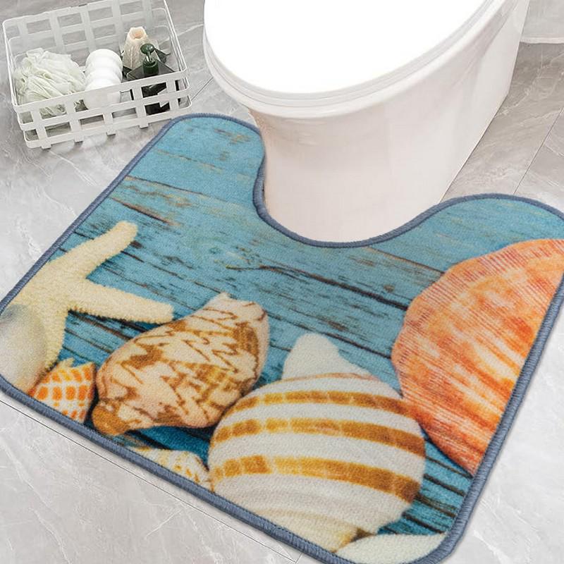 Килимок для туалету Print 283-1 на гумовій основі 57х60 см Блакитний (77117880)