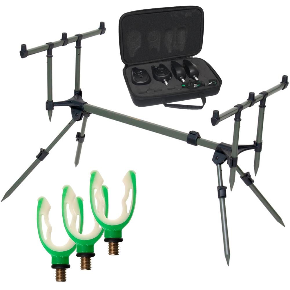 Комплект род-под Carp PRO на 3 вудилища/тримач комля Carp PRO/набір сигналізаторів клювання Carp PRO D-Carp WT 3+1