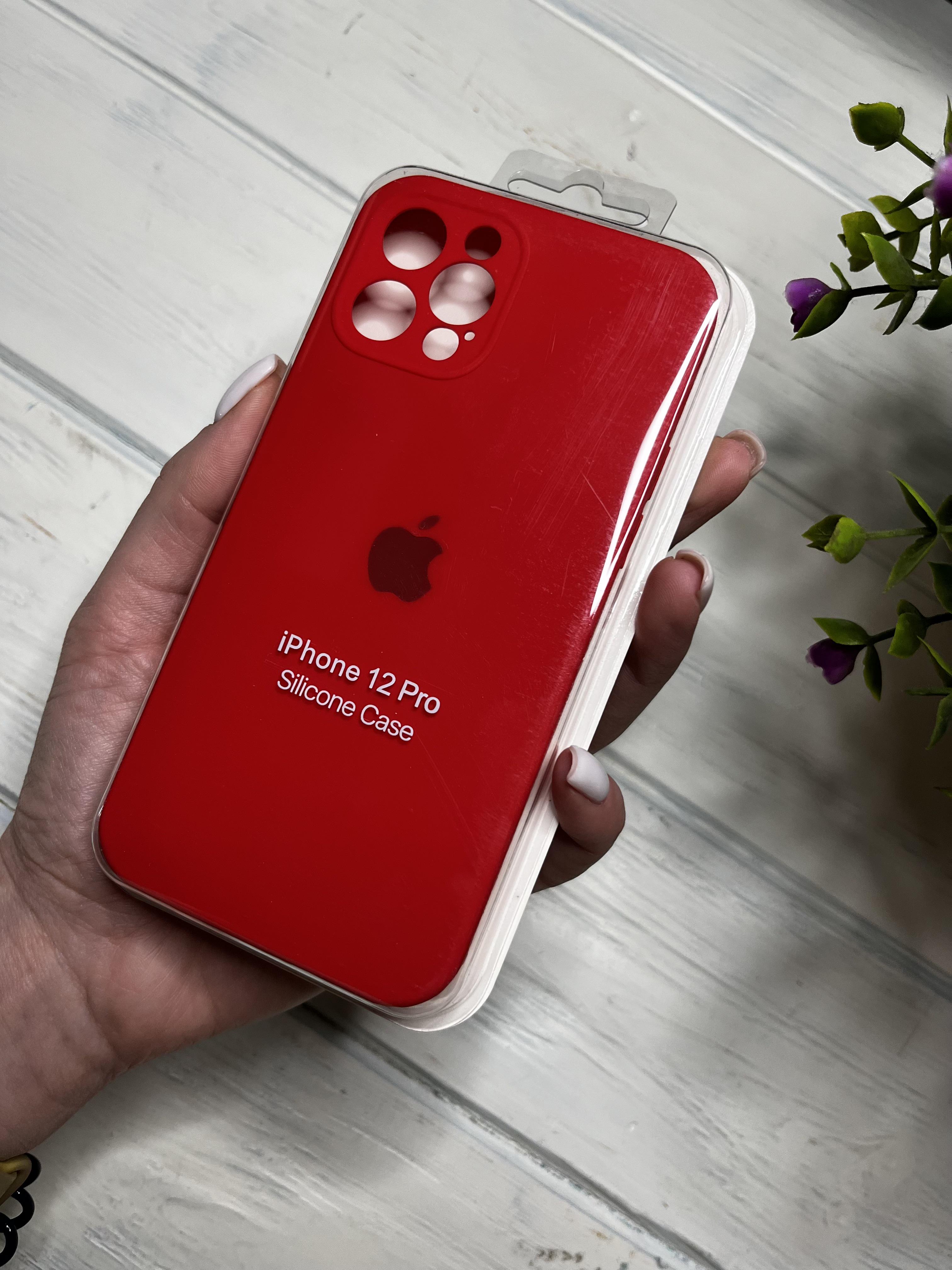 Чехол накладка на iPhone (Айфон) 12 pro квадратные борта silicone case full camera Apple