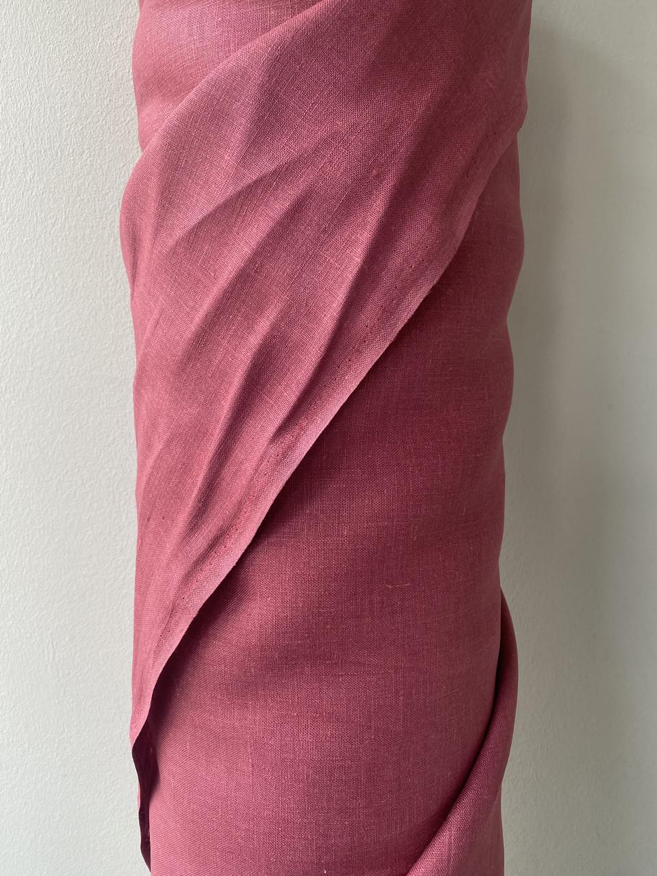 Ткань LINEN PLUS 100% лен 143 см 496 Бордовый - фото 7