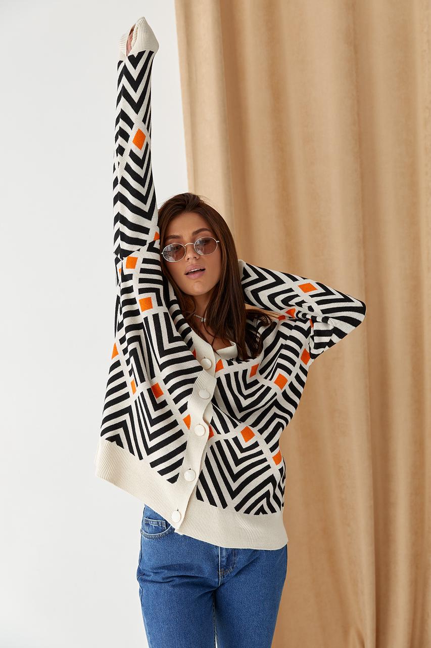 Кардиган женский оверсайз M Оранжевый (9528285) - фото 5 Кардиган женский оверсайз M Оранжевый (9528285) - фото 5