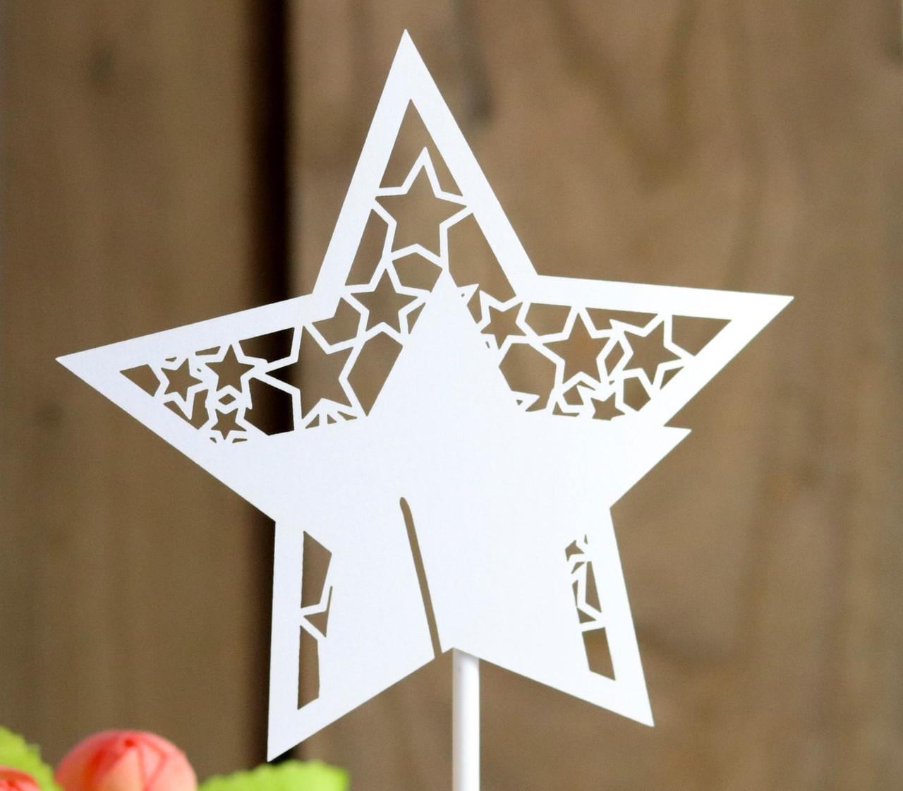 Декор на новий рік Зірочка 10 шт. 95 мм Білий (13566)