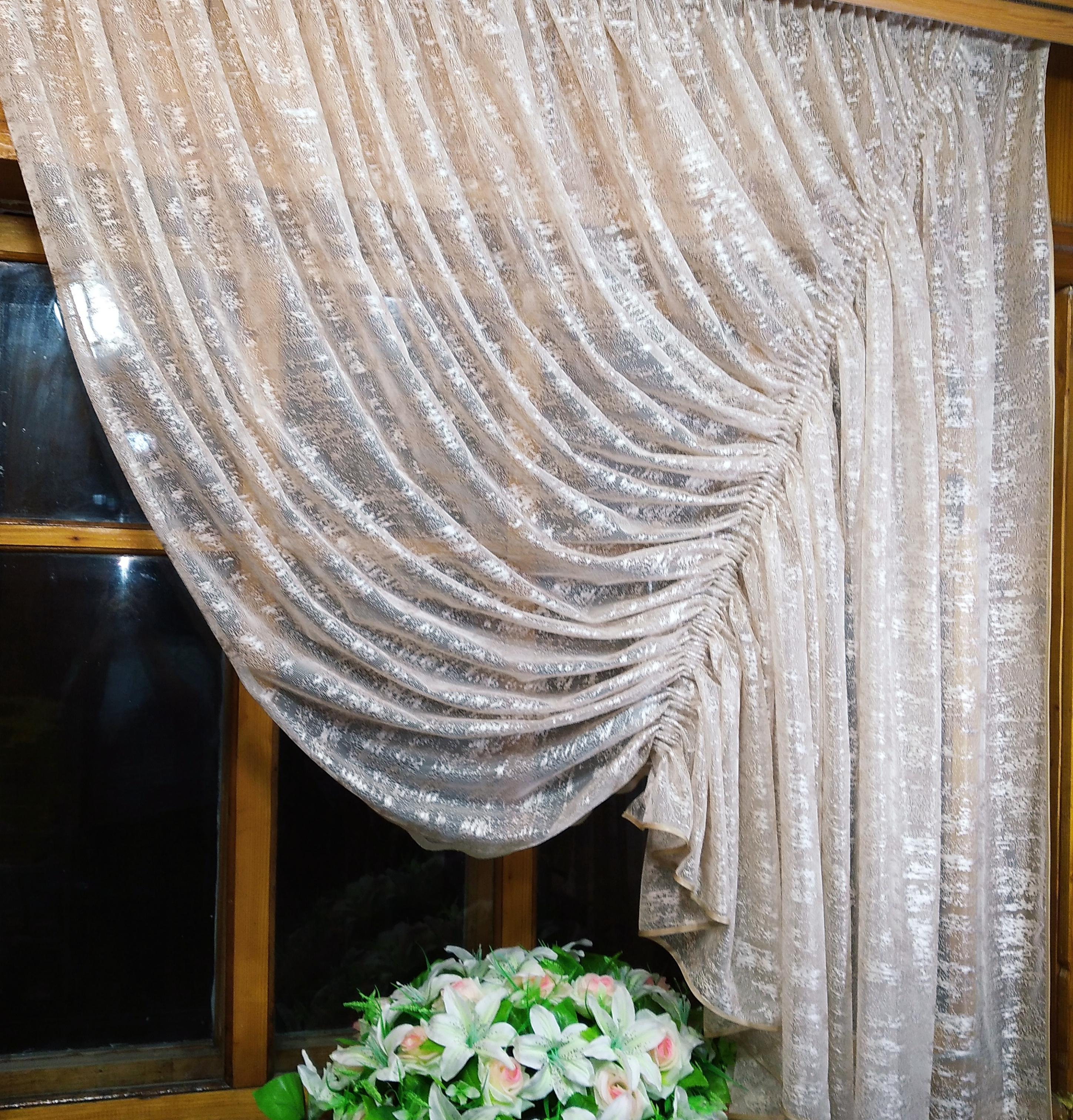 Занавеска кухонная Камелия правая Бежевый/Мрамор - фото 3 Занавеска кухонная Камелия правая Бежевый/Мрамор - фото 3