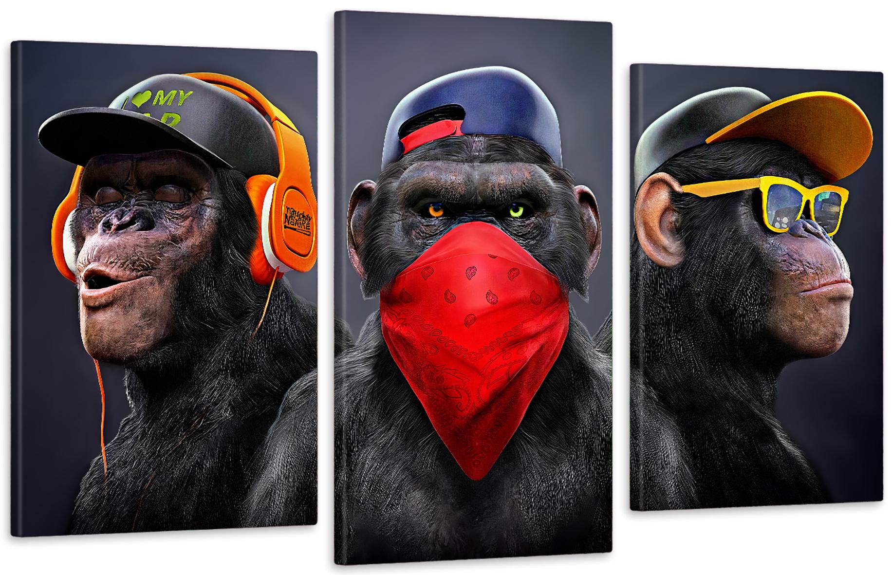 Картина модульная в гостиную/спальню Обезьяны 70х130 см (Art-612_3)