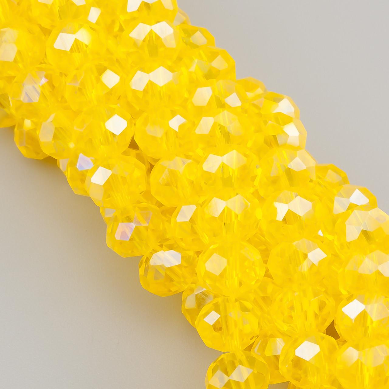 Бусины Swarovski огранка рондель АВ 8х6 мм 42 см 65 шт. Желтый/Прозрачный (БС8082а54)